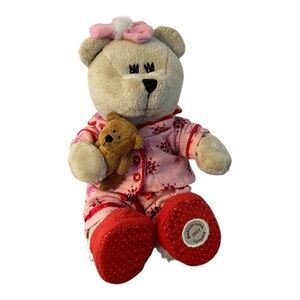 Starbucks Bearista Bear Christmas collection 69th edition in pink floral pajamas